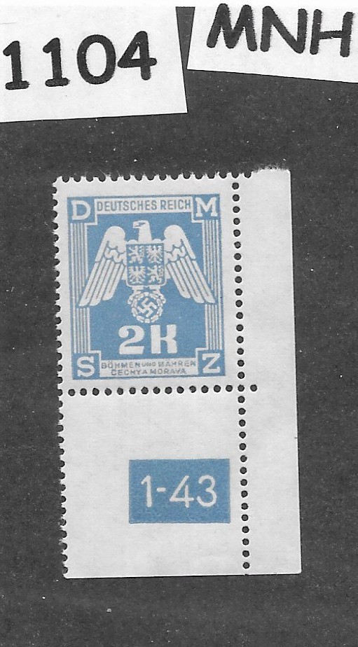 MNH stamp Third Reich official Sc 021 WWII Germany Occupation BaM 1943 #1104