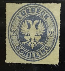 Germany Lubeck Scott #11 1863 MH Stamp 2 1/2 Schilling Coat Of Arms