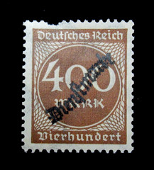 Germany Stamps Sc O27 Numeral 400 Mark 1923 Overprint Mint MNH