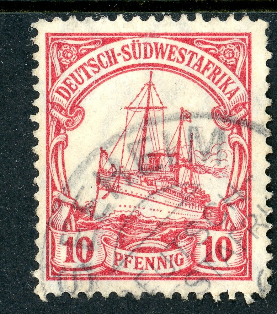 Germany 1906 SWA Southwest Africa 10pf Rose Yacht Scott #28 VFU Y4