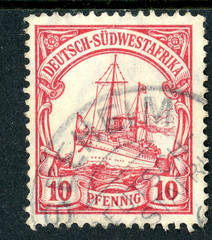 Germany 1906 SWA Southwest Africa 10pf Rose Yacht Scott #28 VFU Y4