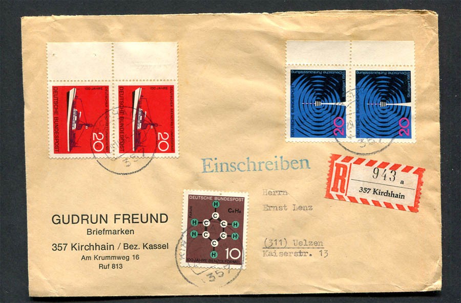 Germany – BRD : Nice R-Cover from 1965 – Kirchhain – used