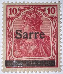 Travelstamps: Germany Saar Overprint Stamps – 10pf Mint MOGH Wmk