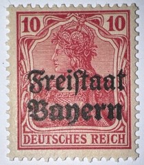 Travelstamps: Germany Bayern Overprint Stamps Sc#180,10pf Mint Watermarked MOGNH