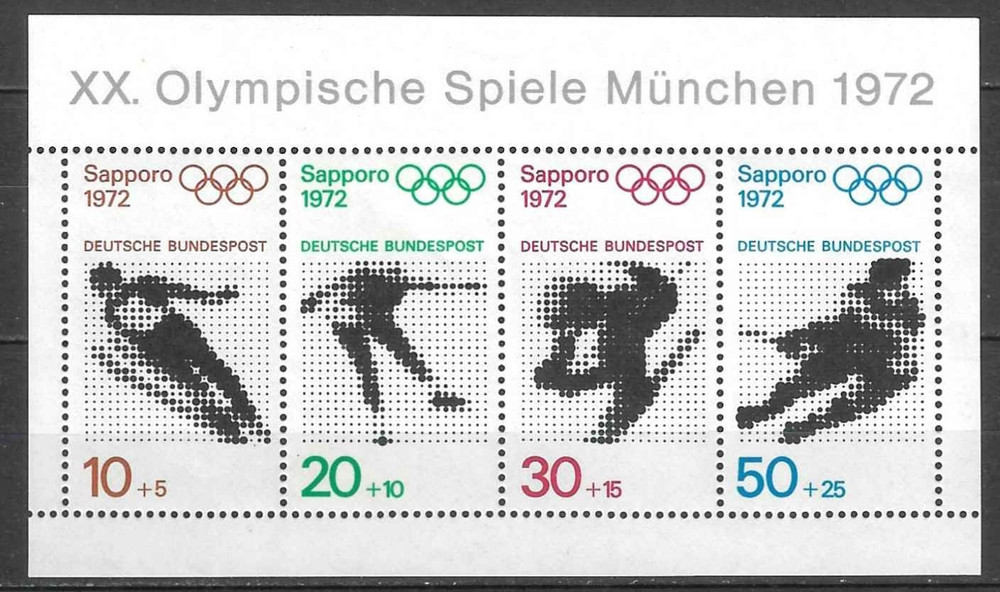 Germany Souvenir Sheet 1971 SC# B475a 10p+5p to 50p+25p Sapporo Olympics MNH