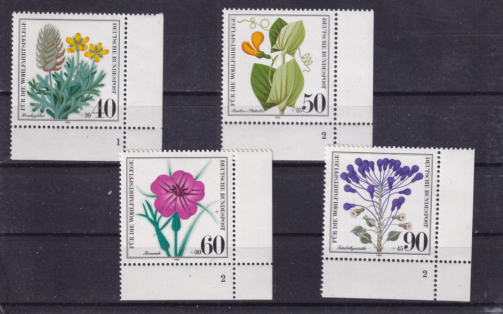 Bundesrepublik MNH ** 1059-62 SC B589-92 Flowers set with formnummer