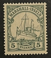 Travelstamps: GERMANY MARSHALL ISLANDS STAMPS Kaiser’s Yacht 5pf UnWMK MOGLH