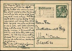 Germany Thuringia Jena 1935 Stationery Postal Card to Ulm Donau Personal Message