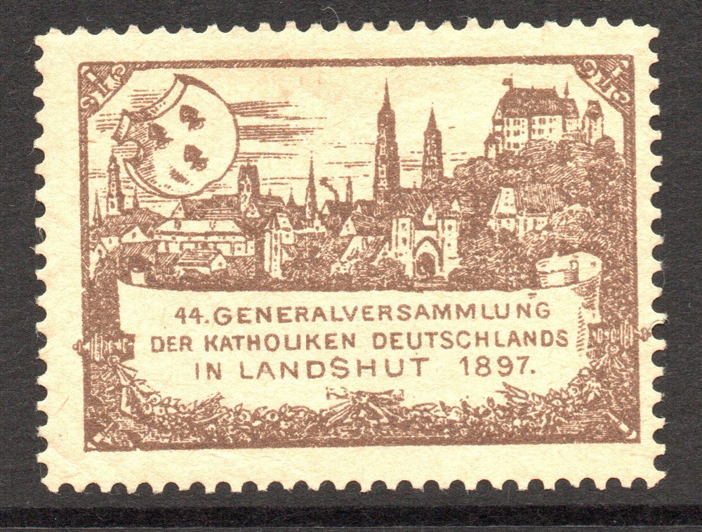Germany 1897 Brown Landshut Catholic Poster Stamp MLH – S60428