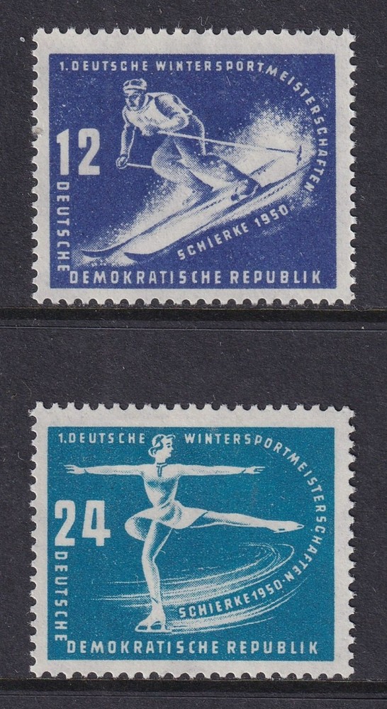 EAST GERMANY 1950 Winter Sports set of 2 SG E5-E6 MH/* (CV £20)