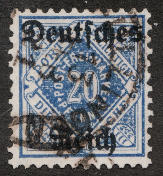 1920 Germany Wurttemberg Sc# O62 (official ovpt) – 20pf – Used Cv$8.75