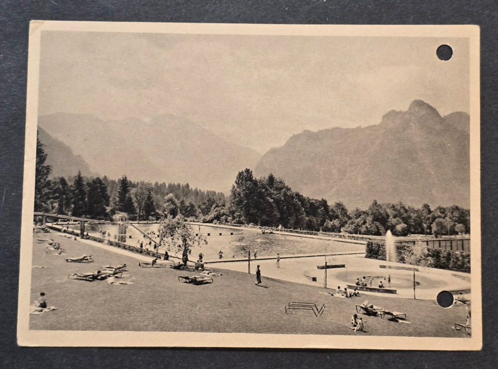 Post WW2 German Photo Postcard New Alpine Pool Oberammergau Germany 1946