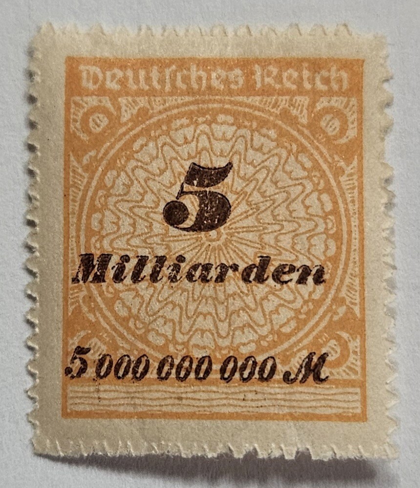Germany VINTAGE 1923 THIRD REICH, 5 Million Marks, Inflation Mint Stamp, MNH