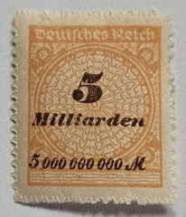 Germany VINTAGE 1923 THIRD REICH, 5 Million Marks, Inflation Mint Stamp, MNH