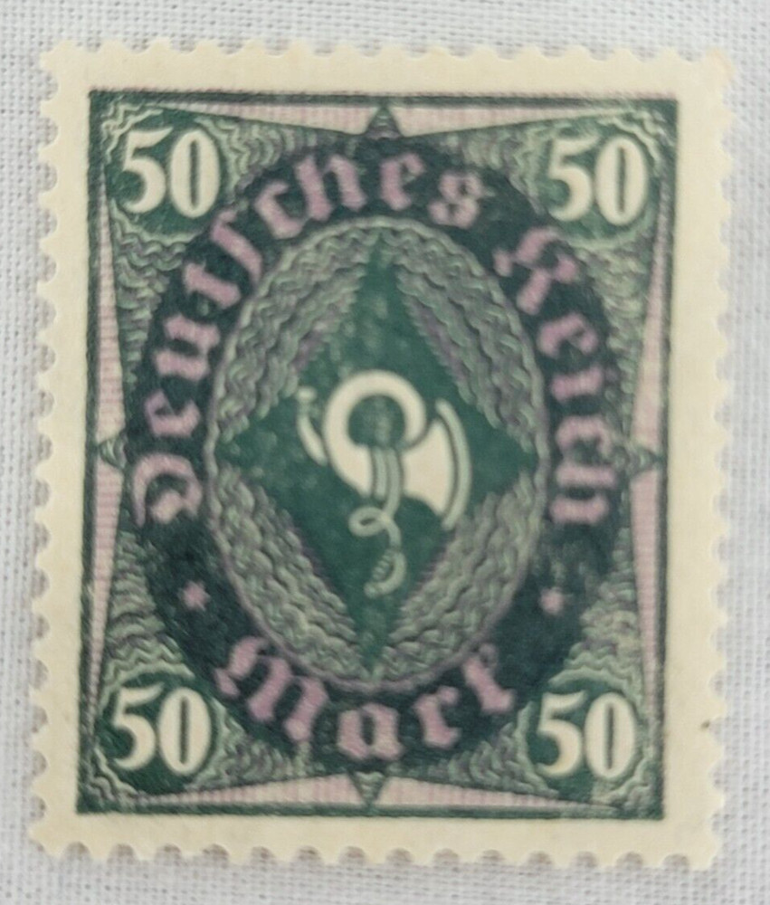 GERMANY ~ Deutrches Reich ~ Green Stamp 50 Mark ~ Posted ~ c.1922 ~ B193