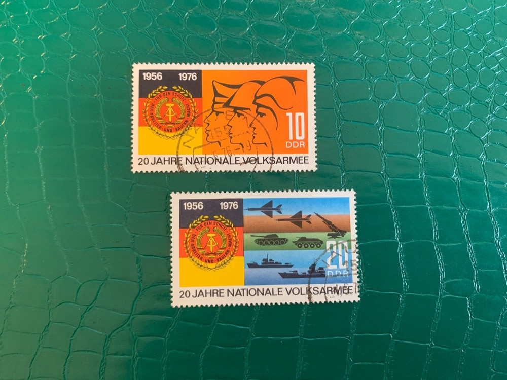 GERMANY EAST DDR GDR 1976 USED OR MNH PEOPLE’S ARMY PLANE ROCKET TANK SHIP
