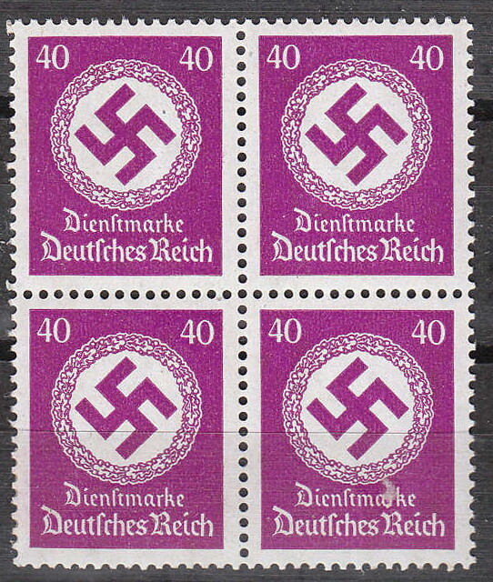 Stamp Germany Official Mi D176 Block 1942 WWII Fascism War Emblem Dienst MNH