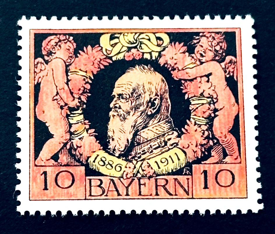 Germany BAVARIA Stamp – 1911 Prince Luitpold 25yr Regency 10pfg MLH r26