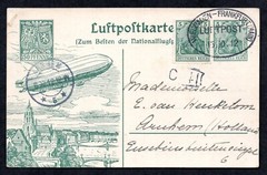 GERMANY 1912 ZEPPELIN AIR MAIL EARLY FLIGHT WIESBADEN TO FRANKFURT OCTOBER 15