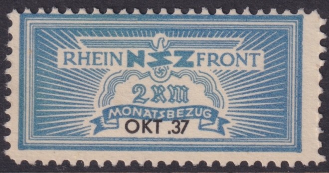 Stamp Germany Revenue WWII 3rd Reich NSZ National Newspaper 1937 Oct MNG