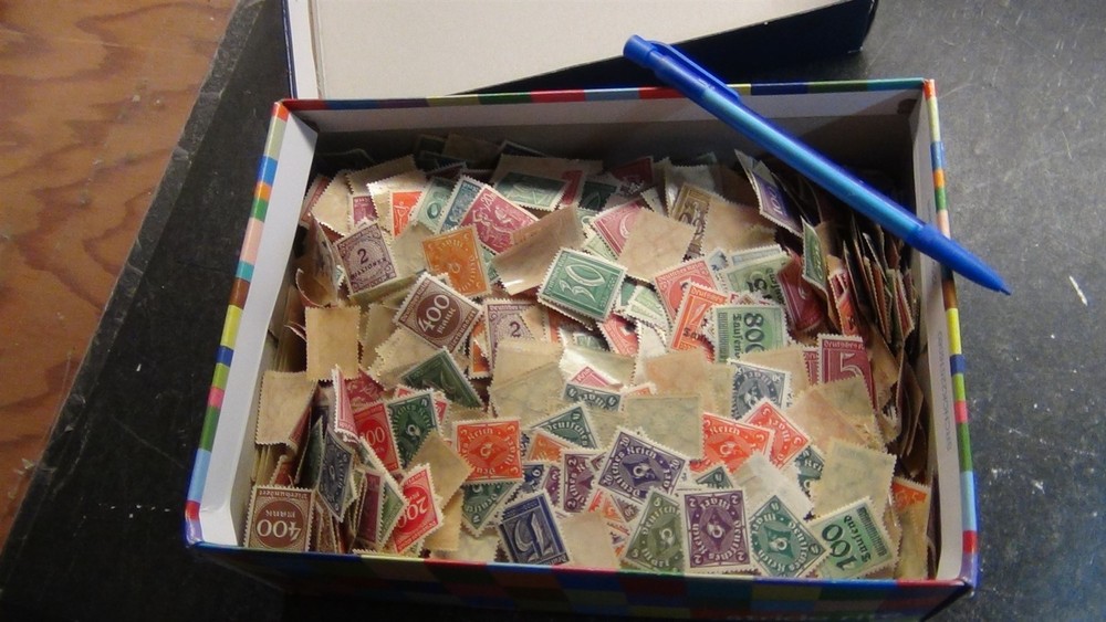 Stampsweis Germany Inflation Era mix in shoe box loads of stamps