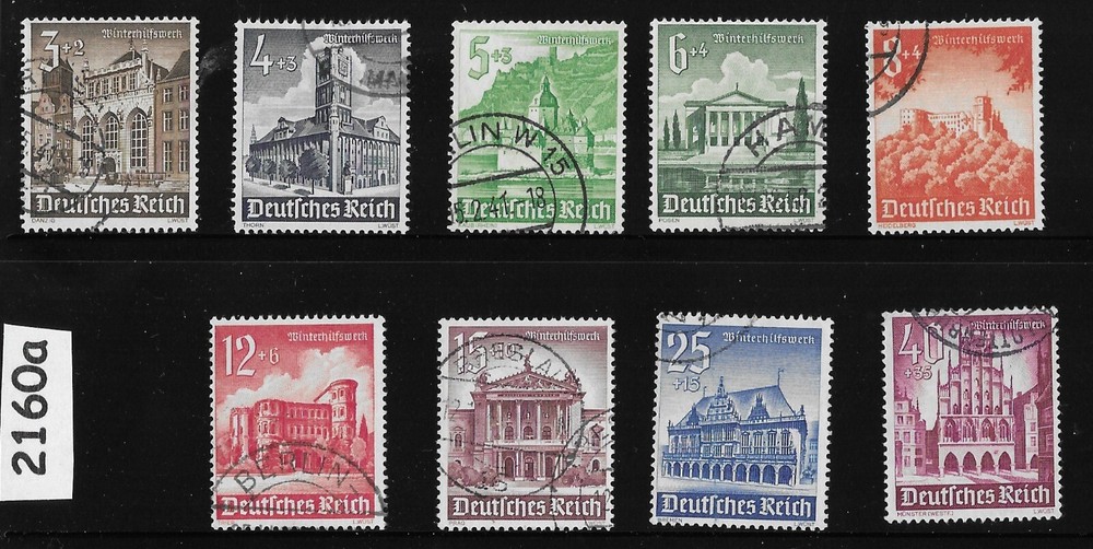Stamp set B177-B185 1940 Germany Third Reich era Winter relief fund #2160a