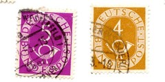 West Germany Posthorn Definitive Stamp Lot 22 Used 4pf-90pf 1951-52 Bundespost