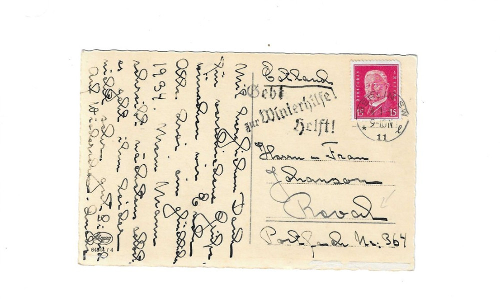 GERMANY 1934 Picture Post Card sent from Berlin – Slogan Cancel