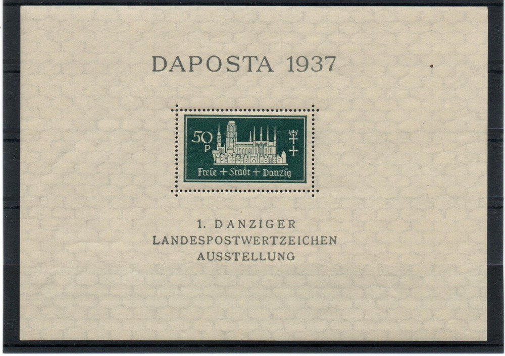 Germany Poland Danzig 1937 Philatelic Exibition DAPOSTA Souvenir Sheet, MNH