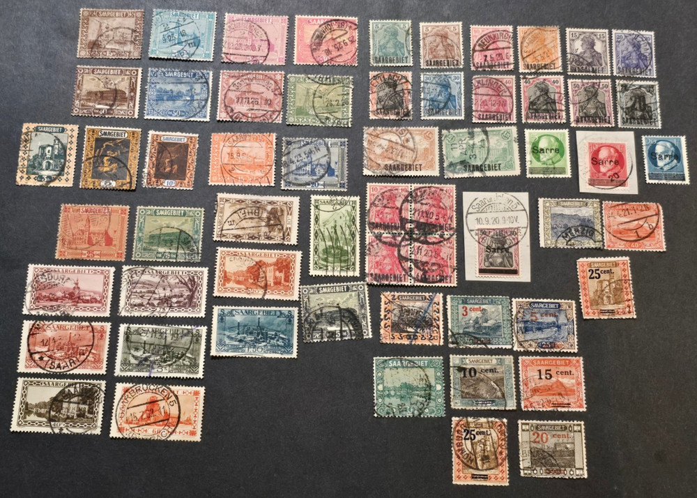 $225 CV Imperial German Saargebiet Stamp Lot Sarre Overprints Germany SAAR 1920s