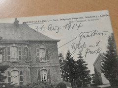 WWI German Feldpost Postcard Occupied France to Lt Wentacke from Son Officer