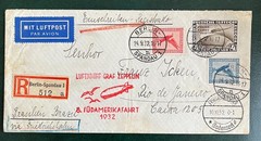 Zeppelin cover RARE 1932 8. Südamerikafahrt with Polar Fahrt 4 RM