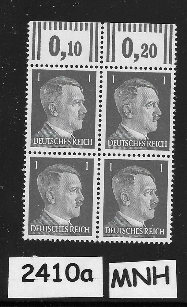 MNH stamp block / 1941 Adolf Hitler PF01 Sc 506 Third Reich era Germany #2410a