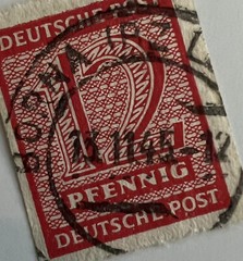 1945 GERMANY 12pf IMPERF STAMP WITH BORNA SON SOTN CANCEL SOVIET OCC WEST SAXONY
