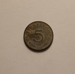 Complete Small Denomination 3rd Reich Zinc 3 Coin Set W/ Stamp
