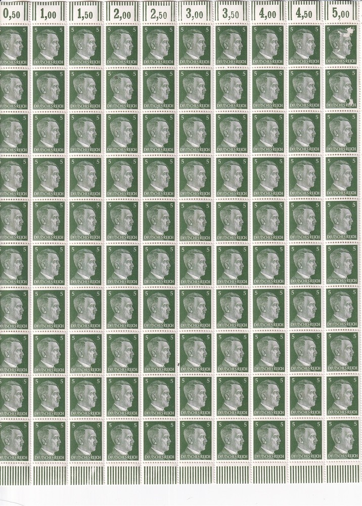 Stamp Germany Mi 784 Sc 509 Sheet 1941 WWII Third Reich Adolf Hitler MNH F