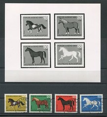 GERMANY HORSES PHOTO PROOF BRD ANKÜNDIGUNGSFOTO 1969 578/581 JUGEND e79/2