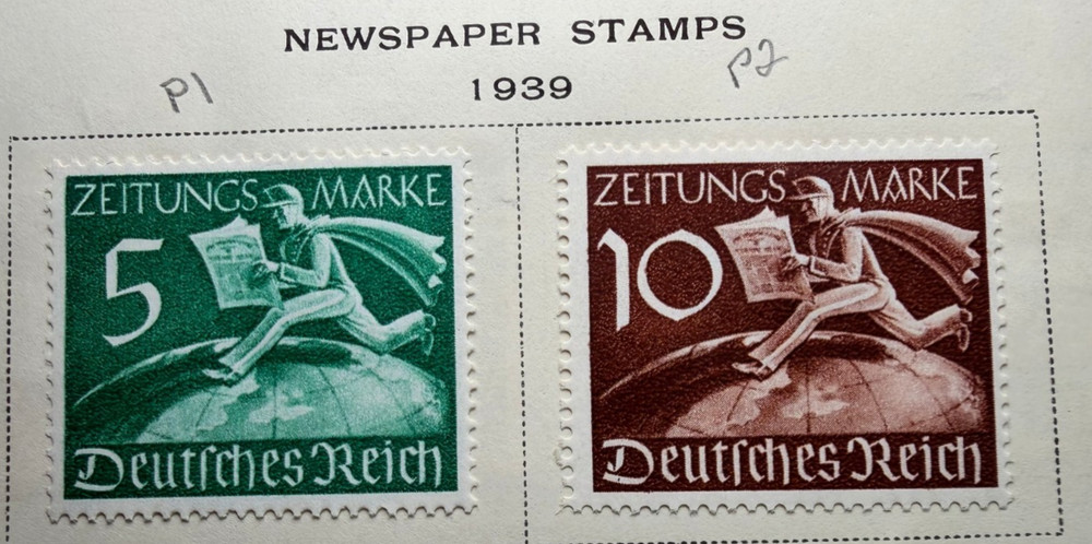 Germany Lot of 2 1939 Scott Catalog P1-2 Newspaper Stamps MH