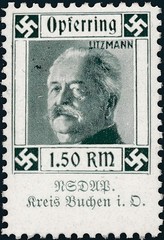 Stamp Germany Revenue Sheet WWII 3rd Reich Charity Kreis Buchen Green MNH