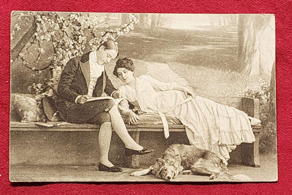 WW1 WWI Imperial German Deutsche Reich sweethearts Postcard Bayern 1912