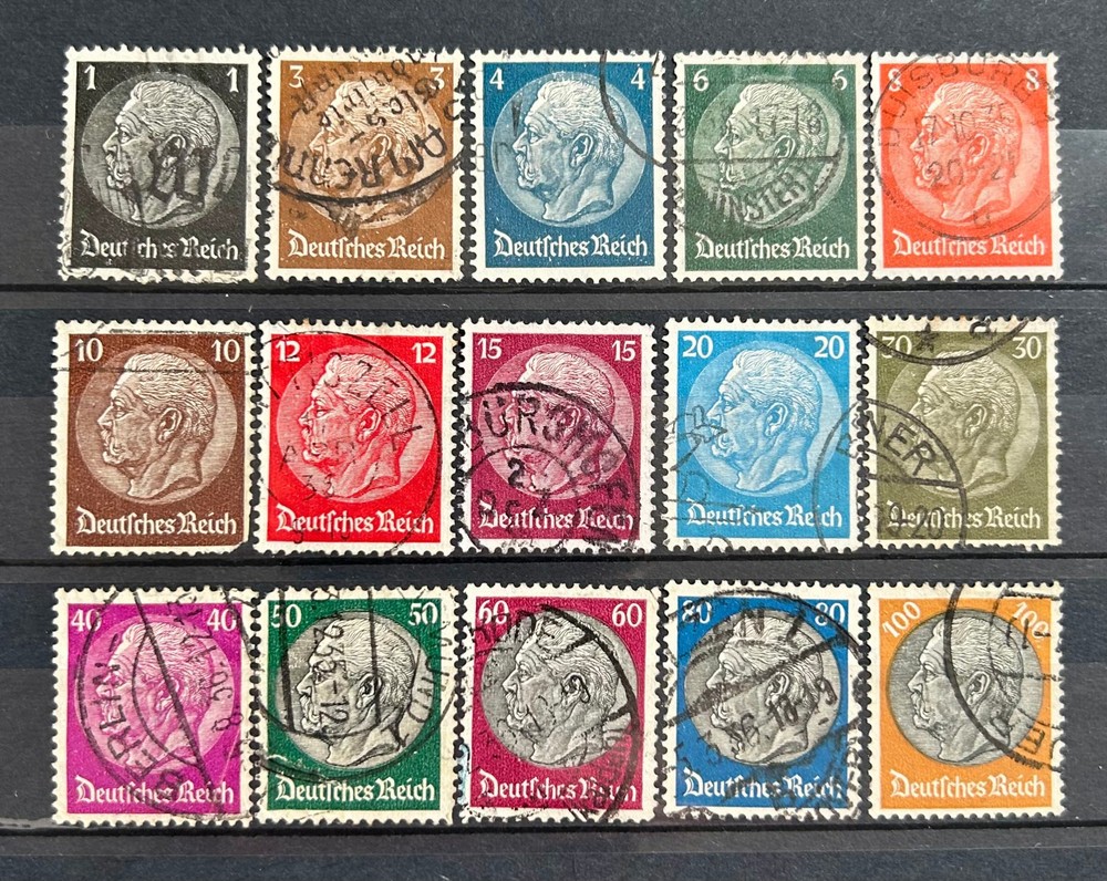 1933 German stamps set Mi:DR483-495 + 512X Paul von Hindenburg used /012