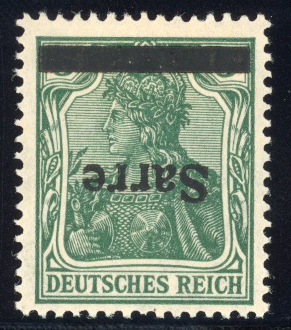 Saar 1920 5pf Deep Green RARE INVERTED OVERPRINT Sc#4c Mint XF OG LH Signed Brun