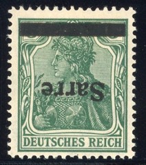 Saar 1920 5pf Deep Green RARE INVERTED OVERPRINT Sc#4c Mint XF OG LH Signed Brun