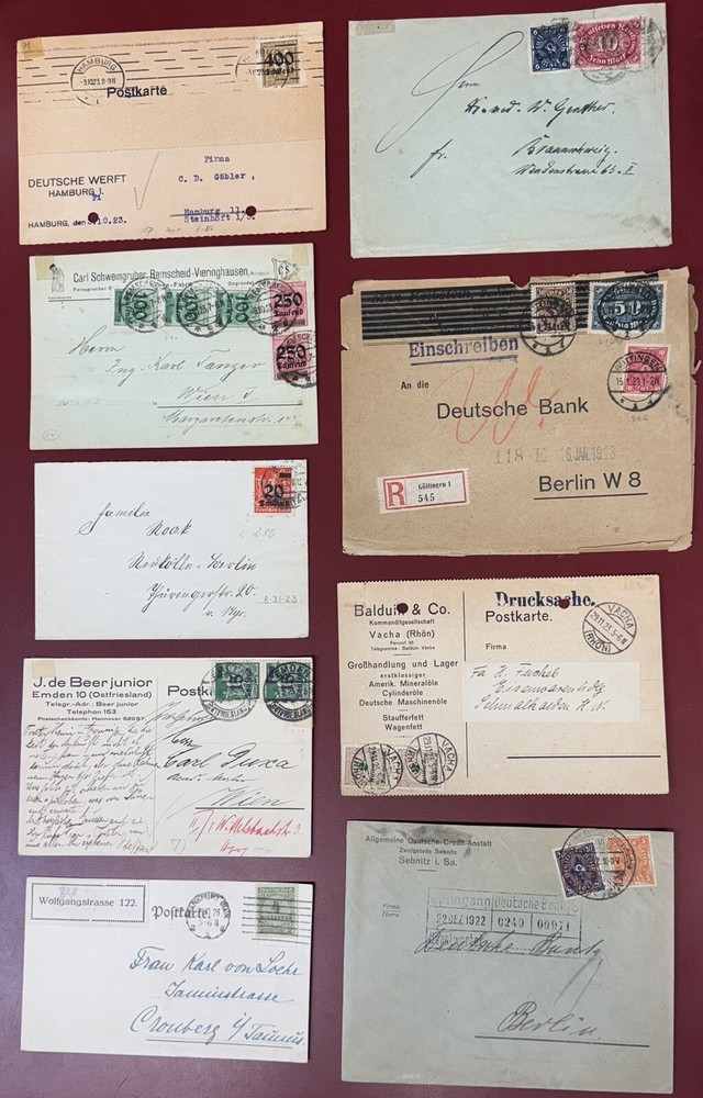 Germany, Circa 1920’s, Lot of 9 Inflation Covers