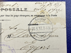 1917 GERMANY WWI FELDPOST POSTCARD FREE FRANK Wartime Post Card