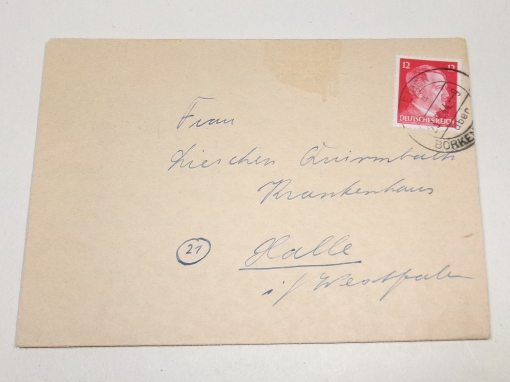 1944 letter with Hitler 12 Pf. with INVASION of Germany reference
