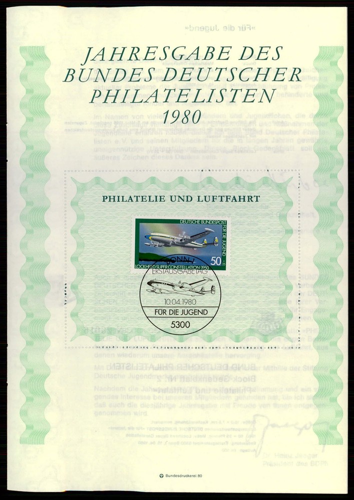 GERMANY FOLDER BDPH 1980 AVIATION – AIRPLANE – ONLY FOR MEMBERS !!!