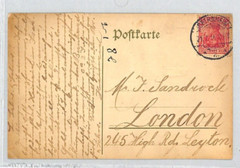 GERMANY WW1 RED CROSS Postcard *ROTE KREUZ SAMMLUNG* 21 JUL 1914 GB London RC171