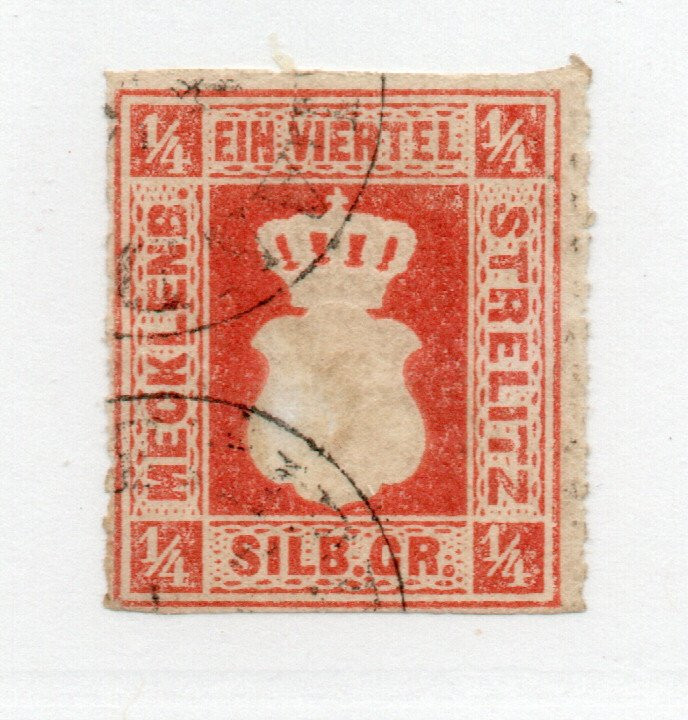 Mecklenburg-Strelitz – Sc# 1 Used/ Roulette 11 1/2 (shallow thin) – Lot 0525096