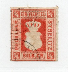 Mecklenburg-Strelitz – Sc# 1 Used/ Roulette 11 1/2 (shallow thin) – Lot 0525096